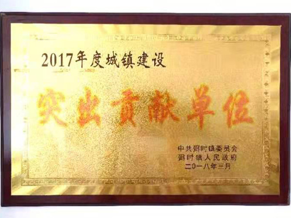 2017年度城镇建设突出贡献单位